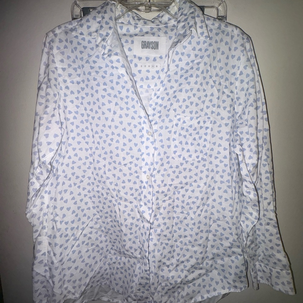 Grayson by Frank & Eileen Hero Shirt size 4 large Lightweight Woven Hearts